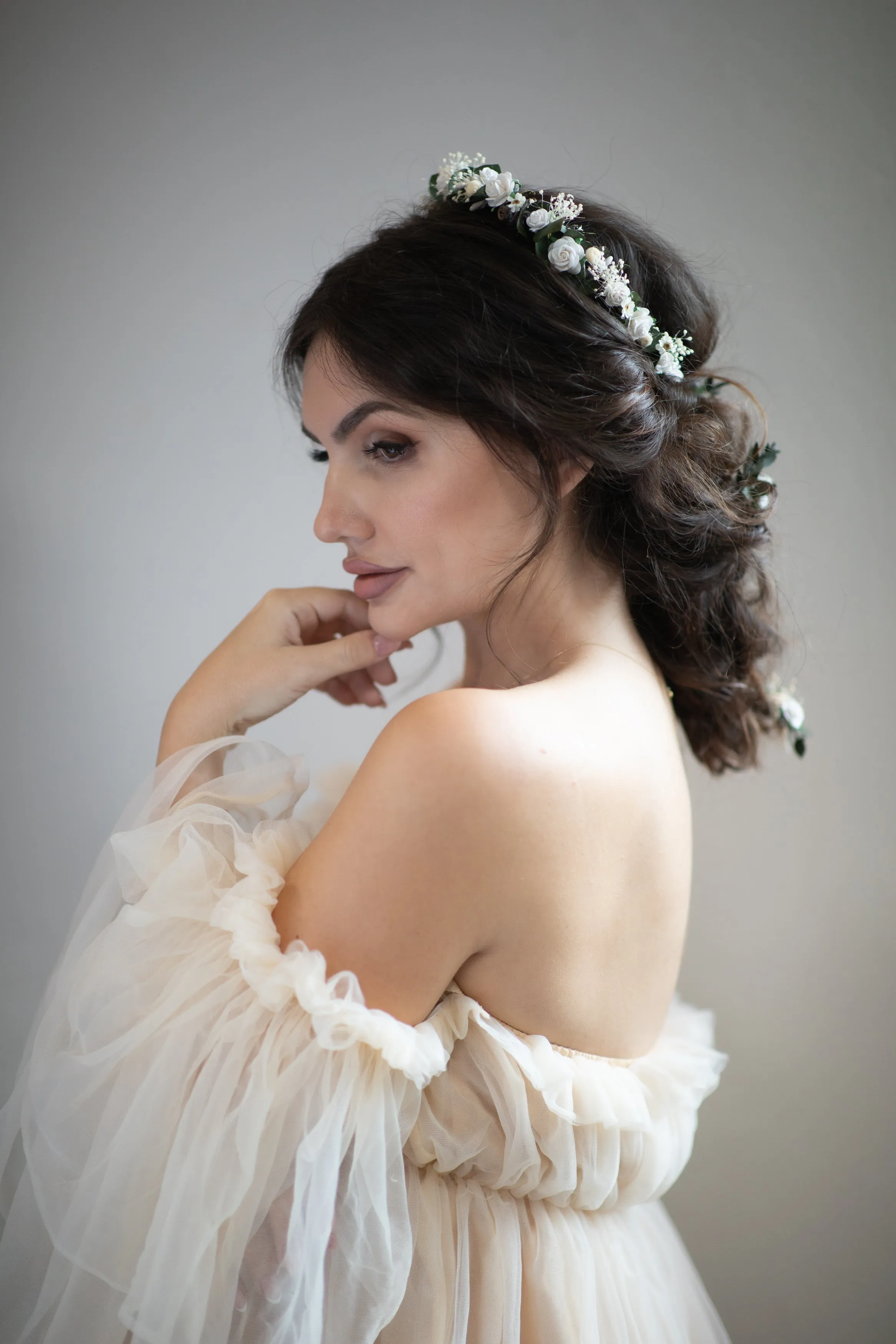 Romanic bridal half wreath and hairpins