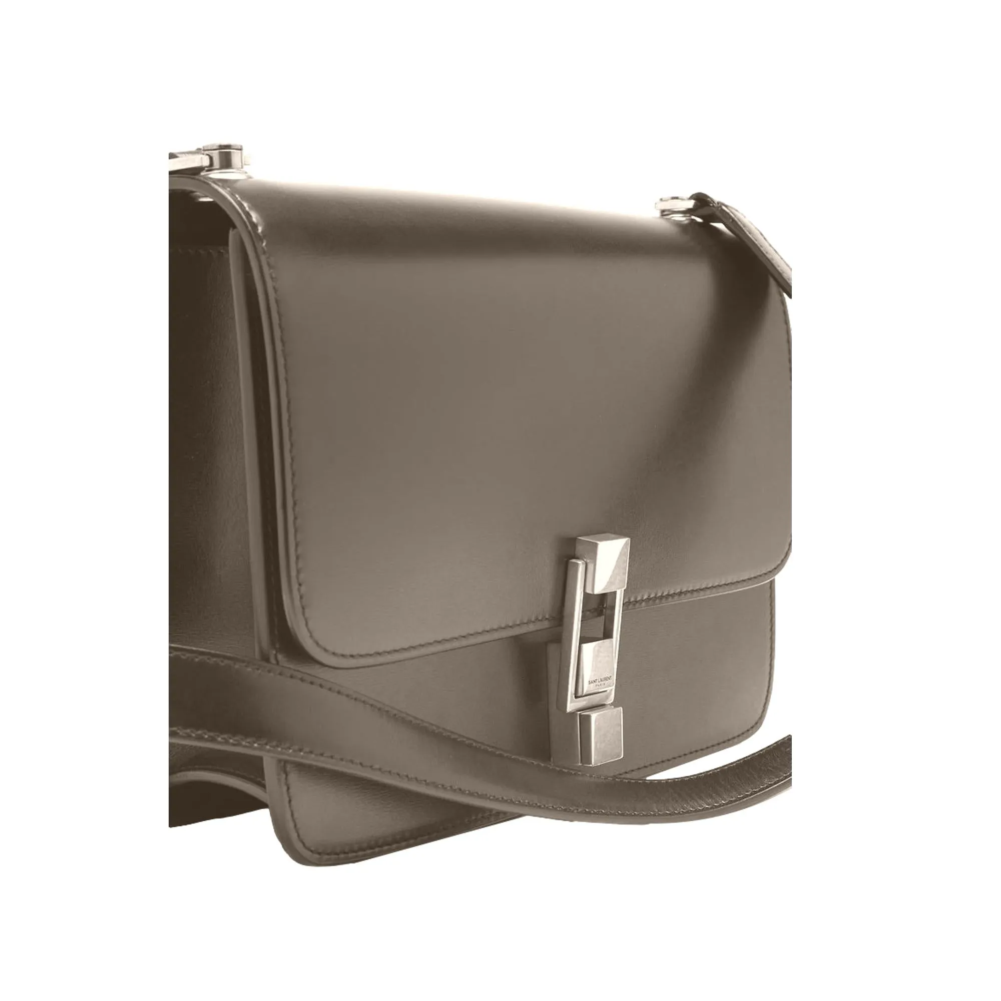 Saint Laurent Carre Taupe Ultra Soft Calf Leather Shoulder Bag