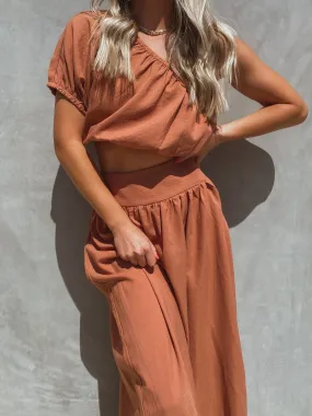 Terracotta One Shoulder Crop Top - Final Sale