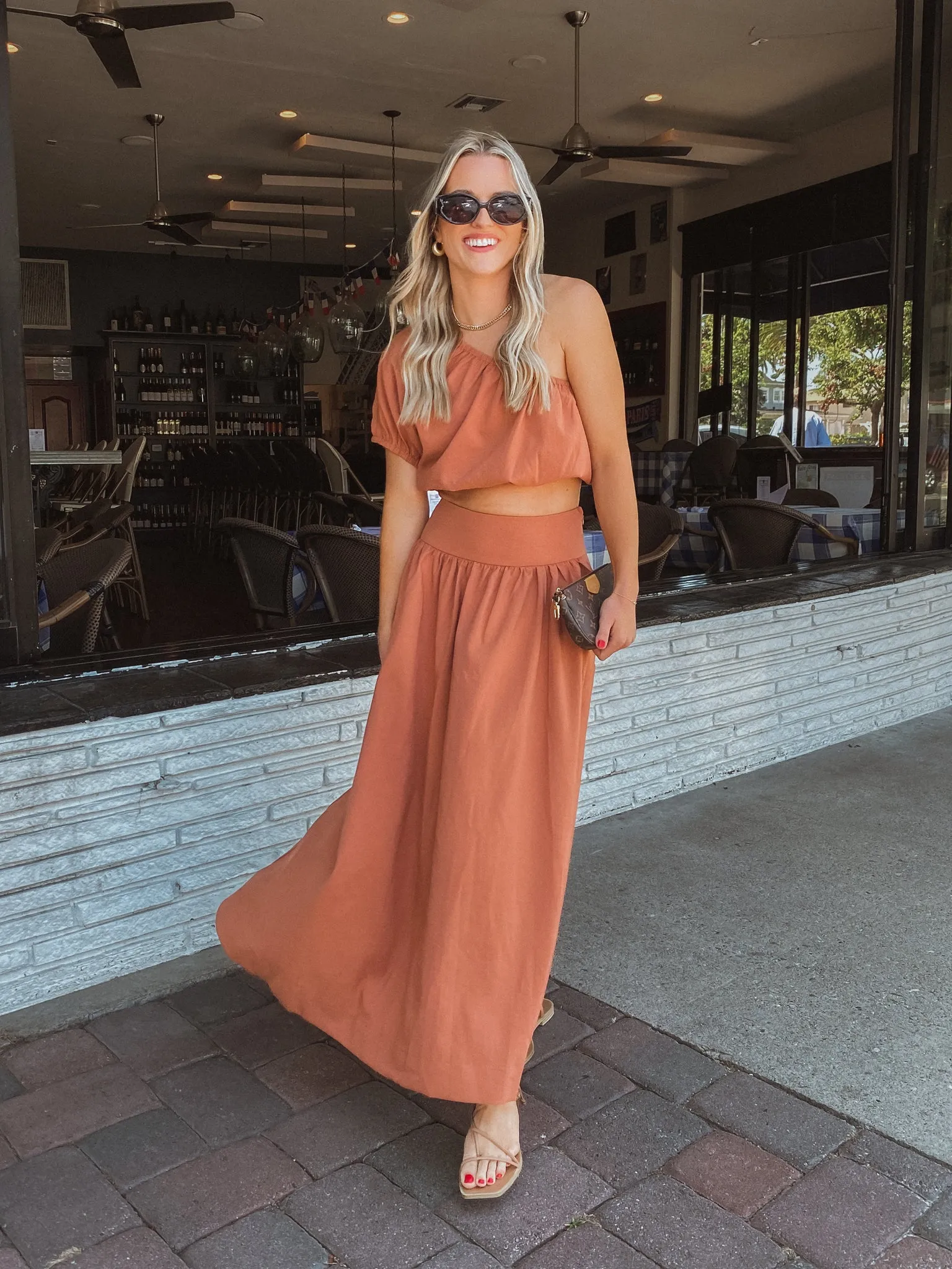 Terracotta One Shoulder Crop Top - Final Sale