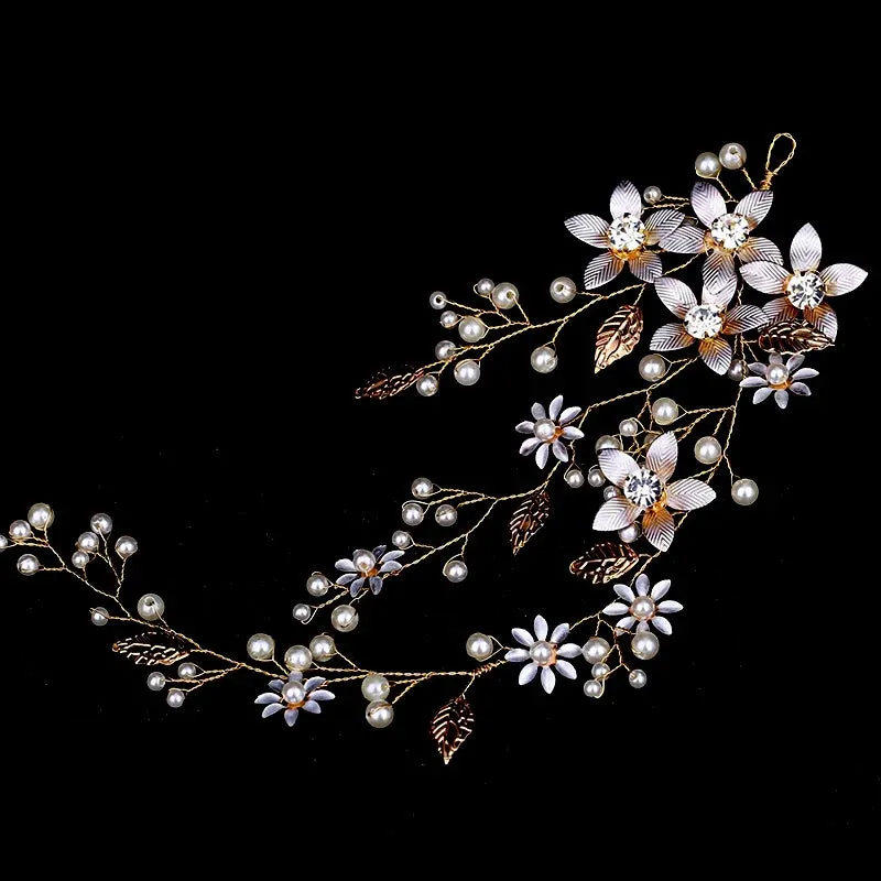 Tiara Wedding Hair Comb Clip Flower Women Wedding Hair Jewelry Headband Pearl Rhinestone Bride Headpiece Bridal Hair Accessories