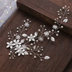 Tiara Wedding Hair Comb Clip Flower Women Wedding Hair Jewelry Headband Pearl Rhinestone Bride Headpiece Bridal Hair Accessories