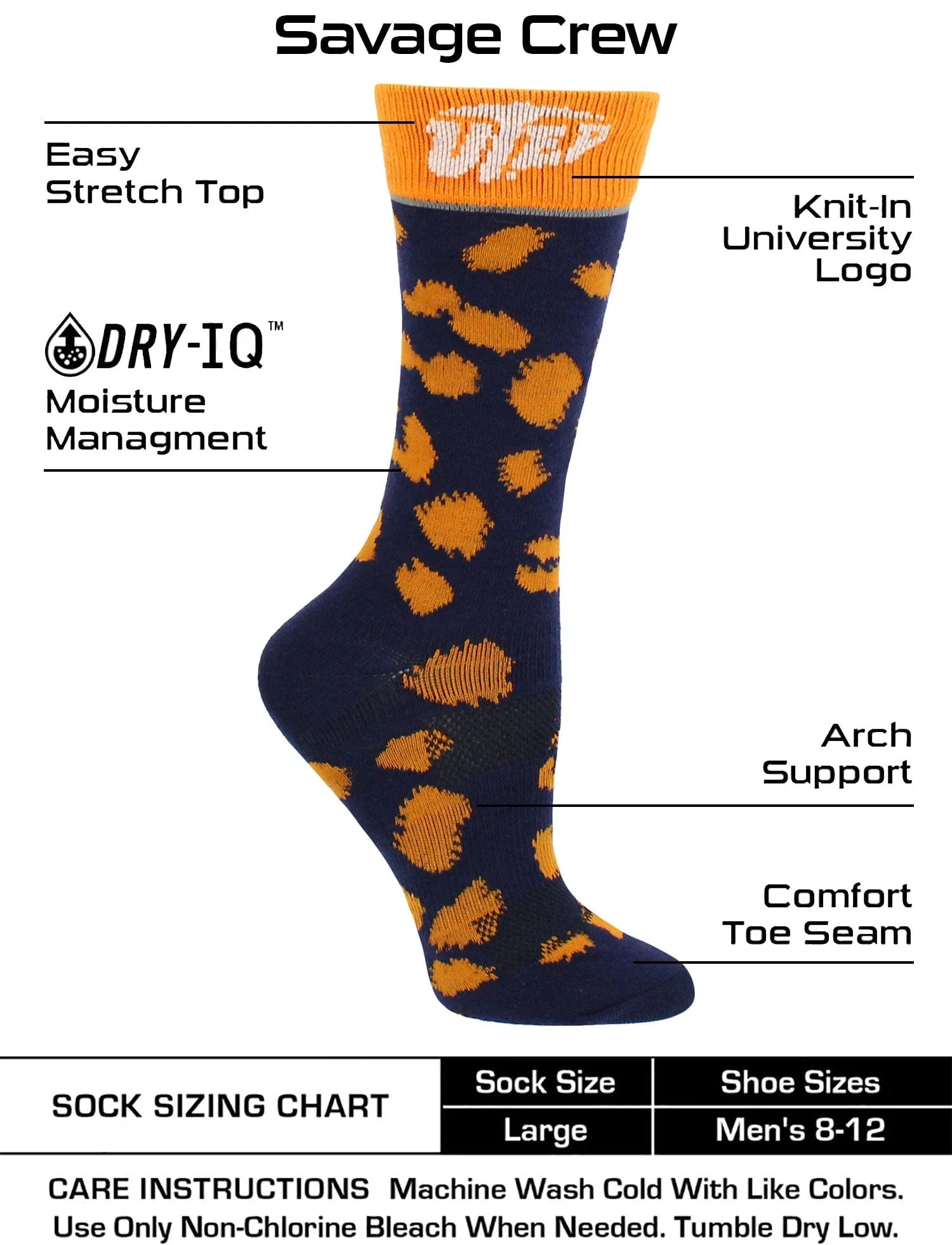 UTEP Miners Socks Womens Savage Crew Socks